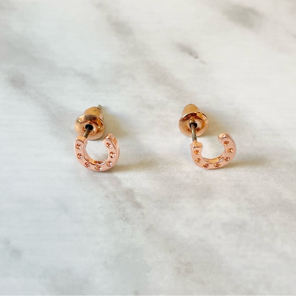 🎉 New Rose Gold Plated Horseshoe Stud Earrings